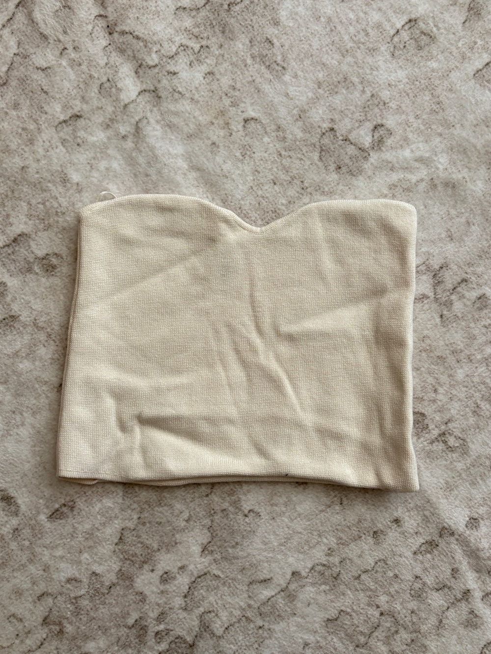 Zara Strapless Knit Tube Top in Light Cream